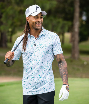 Summer Splatter White Golf Polo: Slim Fit