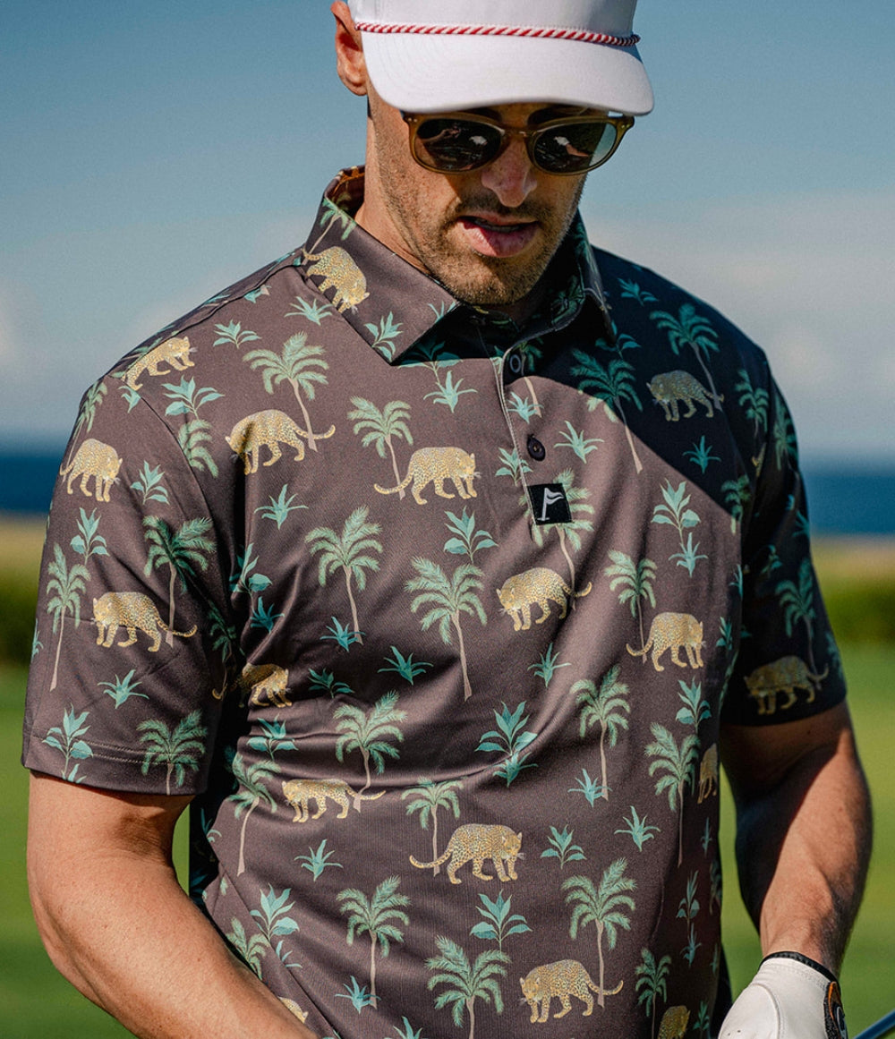 Jungle Themed Black Golf Polo