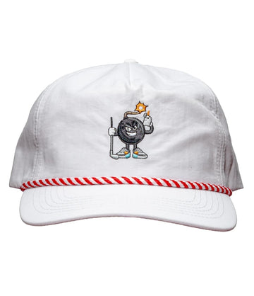 White Snapback Hat with Rope