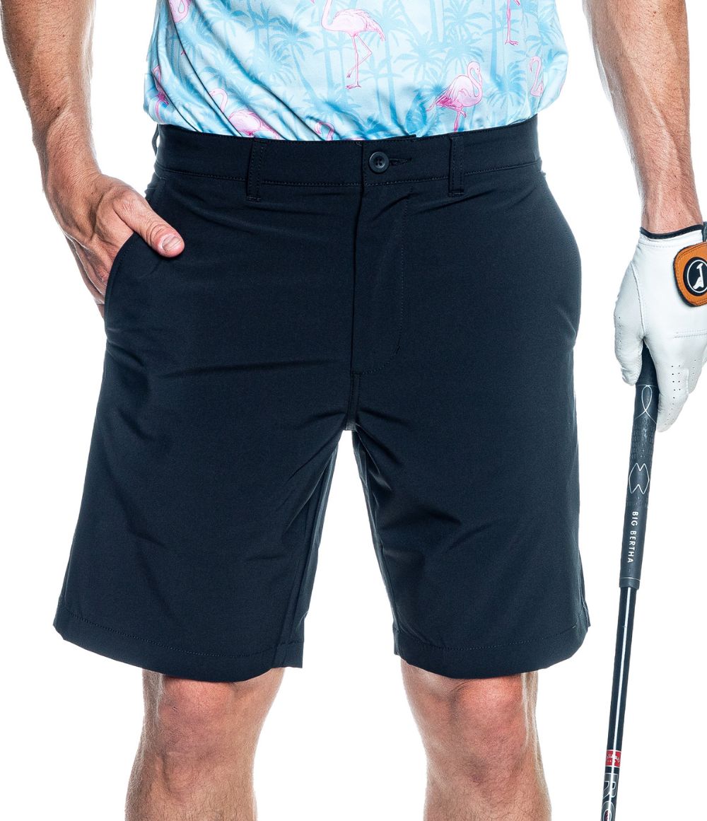 Men's Black Golf Shorts: Slim Fit